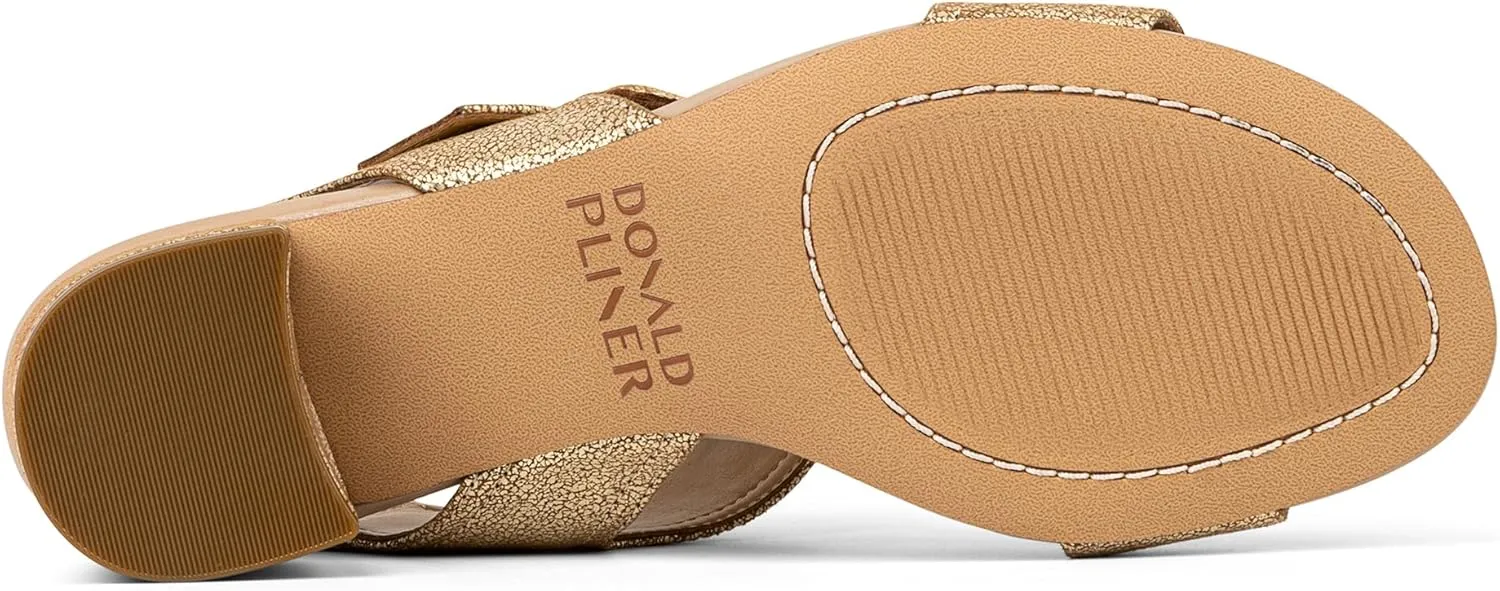 Donald J Pliner Women's Neve Soft Metallic Brush Off Heeled Sandal