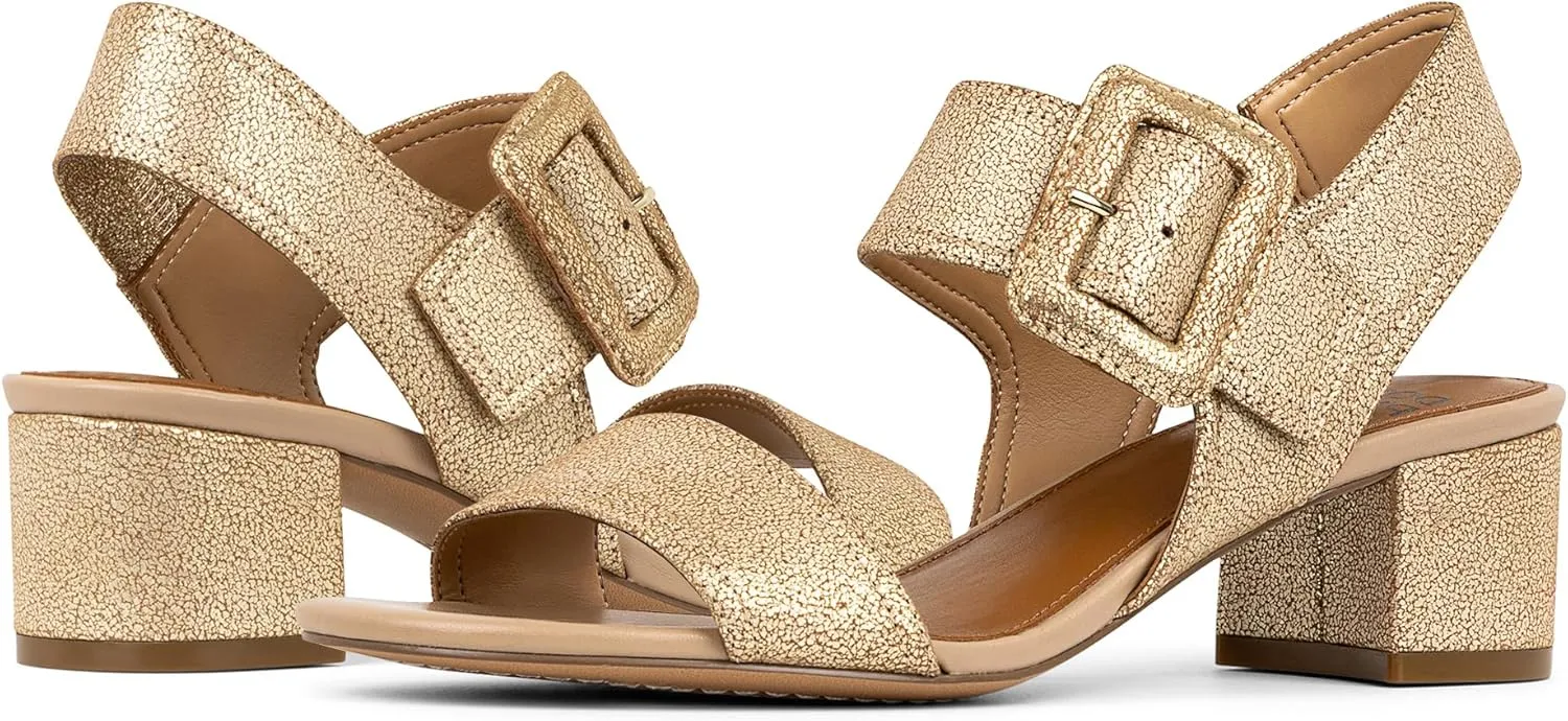 Donald J Pliner Women's Neve Soft Metallic Brush Off Heeled Sandal