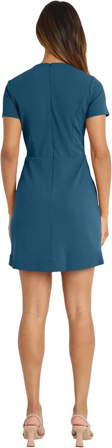 Donna Morgan Women's Jewel Neck Fit and Flare Desk to Dinner Dress Workwear Career Office Event Guest of