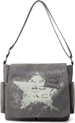 DOURR Canvas Messenger Bag for Men and Women Printing Star Vintage Crossbody Shoulder Satchel for College Work Travel