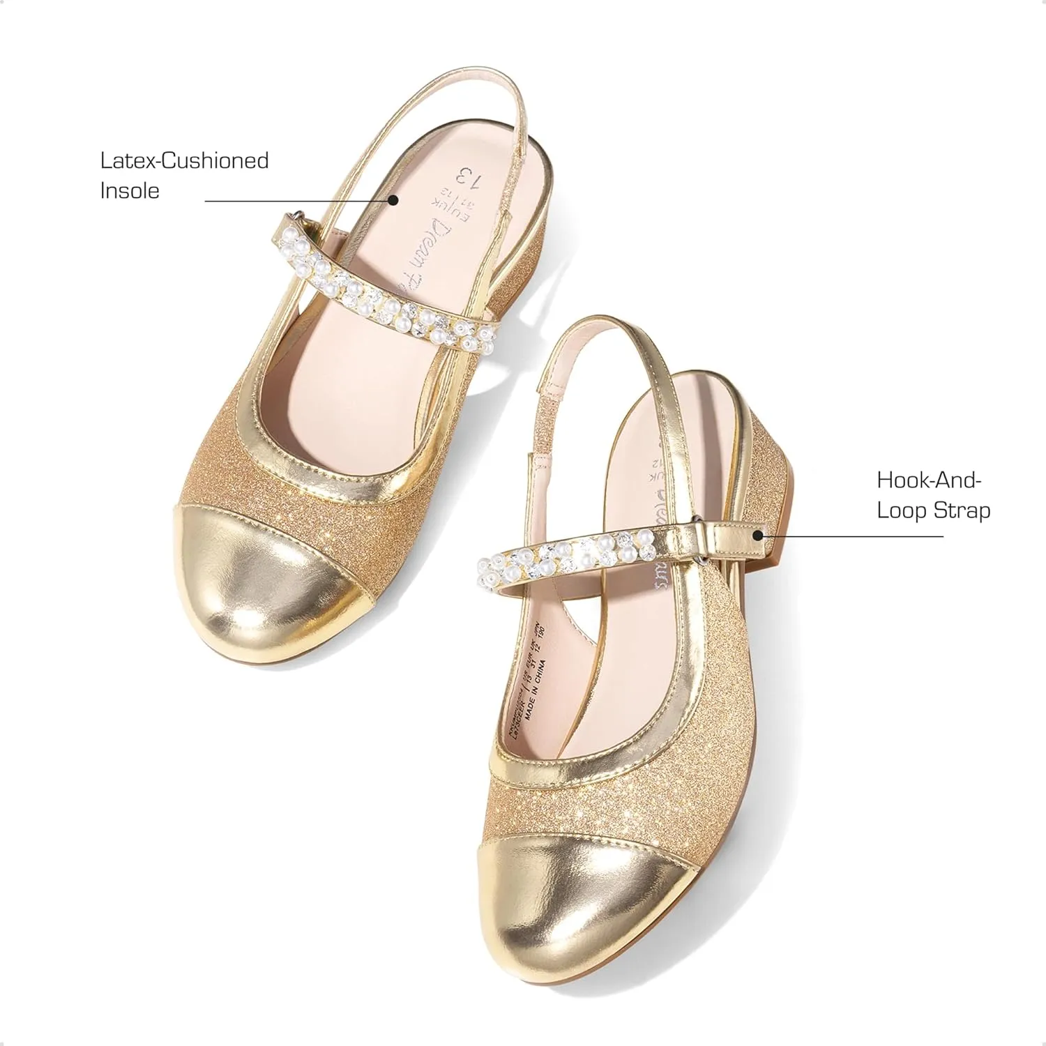DREAM PAIRS Girls Dress Shoes Slingback Heels Round Toe Pump for Little Big Kids Flower Party Wedding Princess