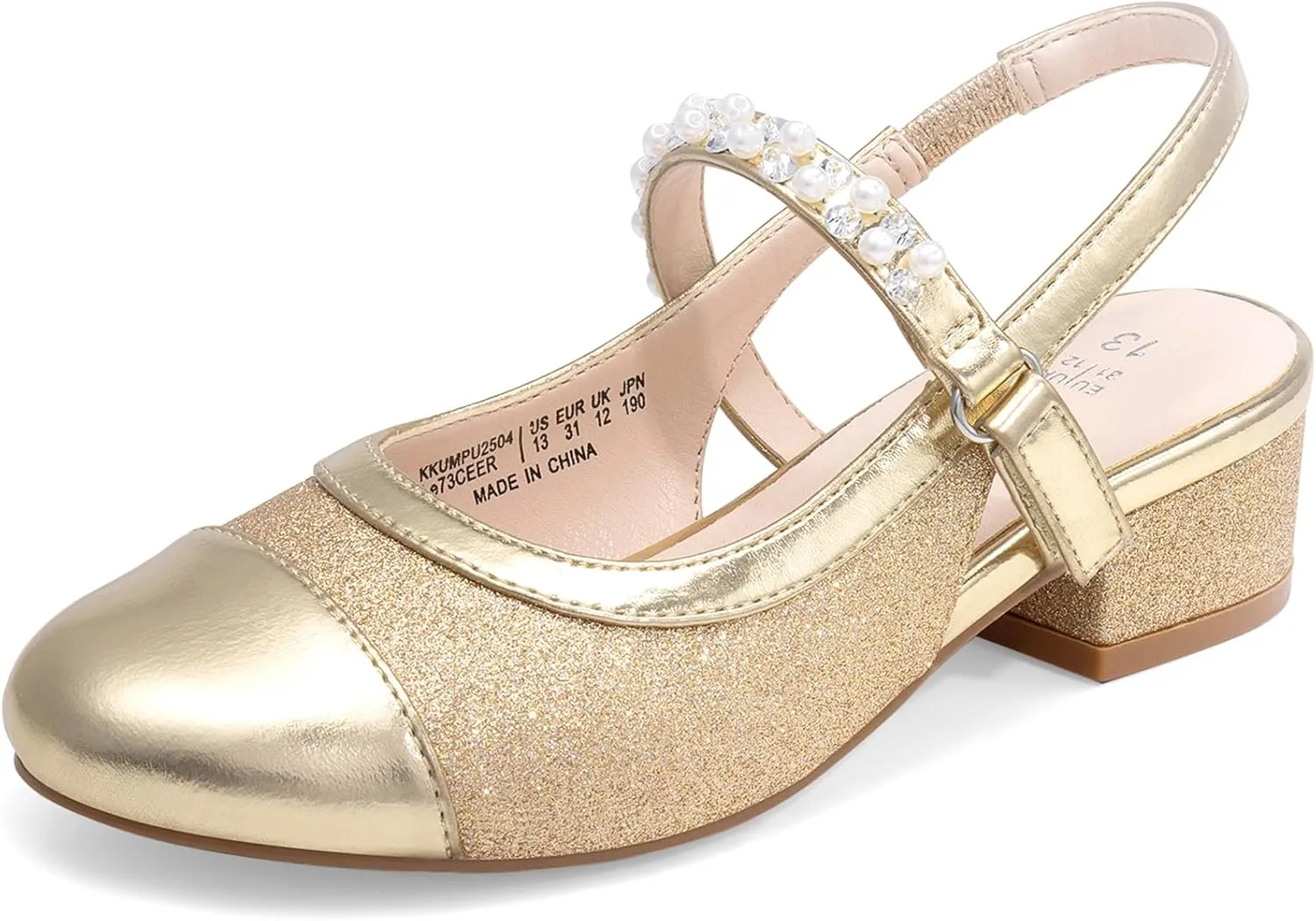 DREAM PAIRS Girls Dress Shoes Slingback Heels Round Toe Pump for Little Big Kids Flower Party Wedding Princess