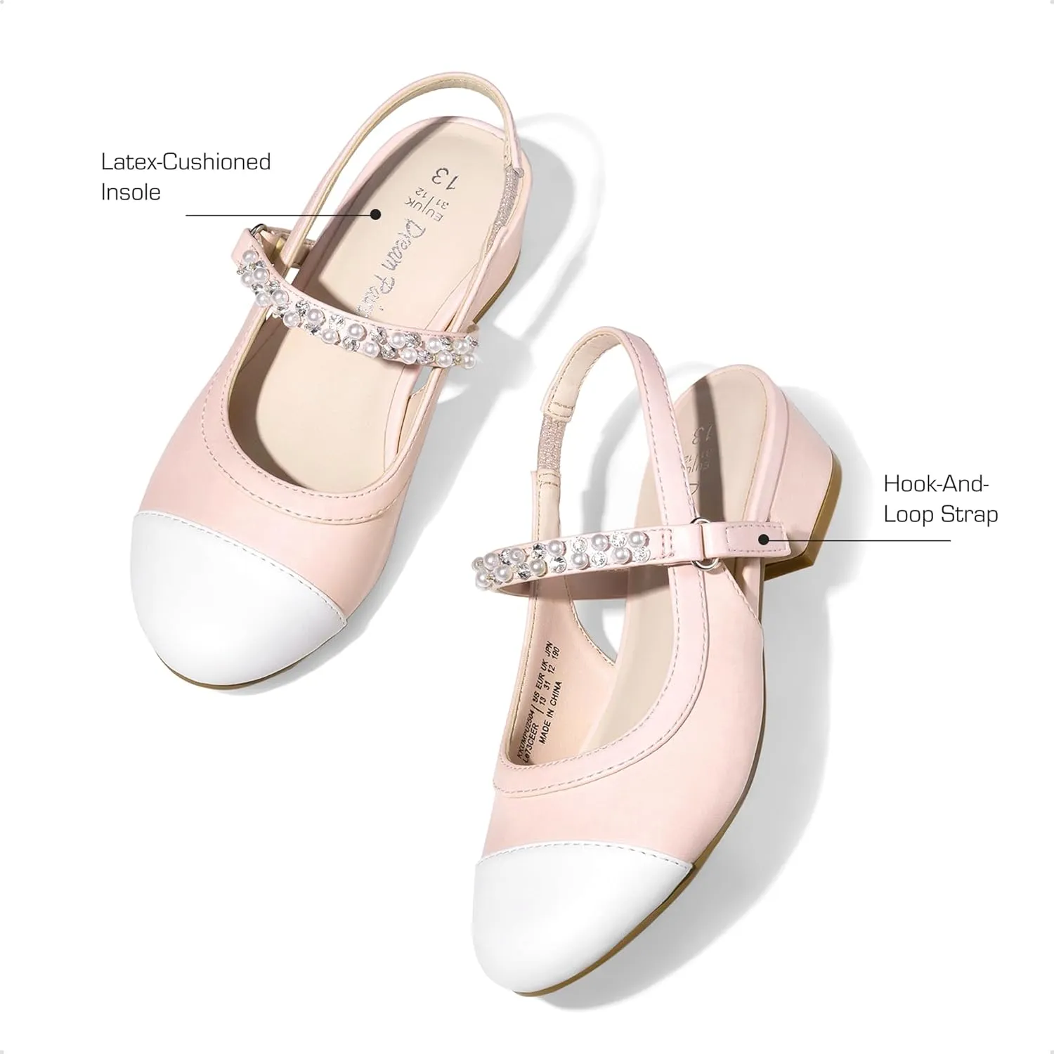 DREAM PAIRS Girls Dress Shoes Slingback Heels Round Toe Pump for Little Big Kids Flower Party Wedding Princess