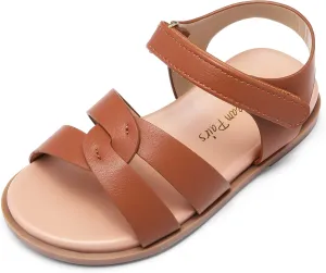 DREAM PAIRS Girls Sandals Open Toe Princess Flat Sandals Strappy Summer Shoes Toddler/Little Kid