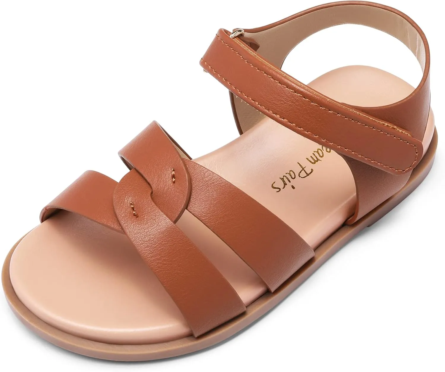 DREAM PAIRS Girls Sandals Open Toe Princess Flat Sandals Strappy Summer Shoes Toddler/Little Kid