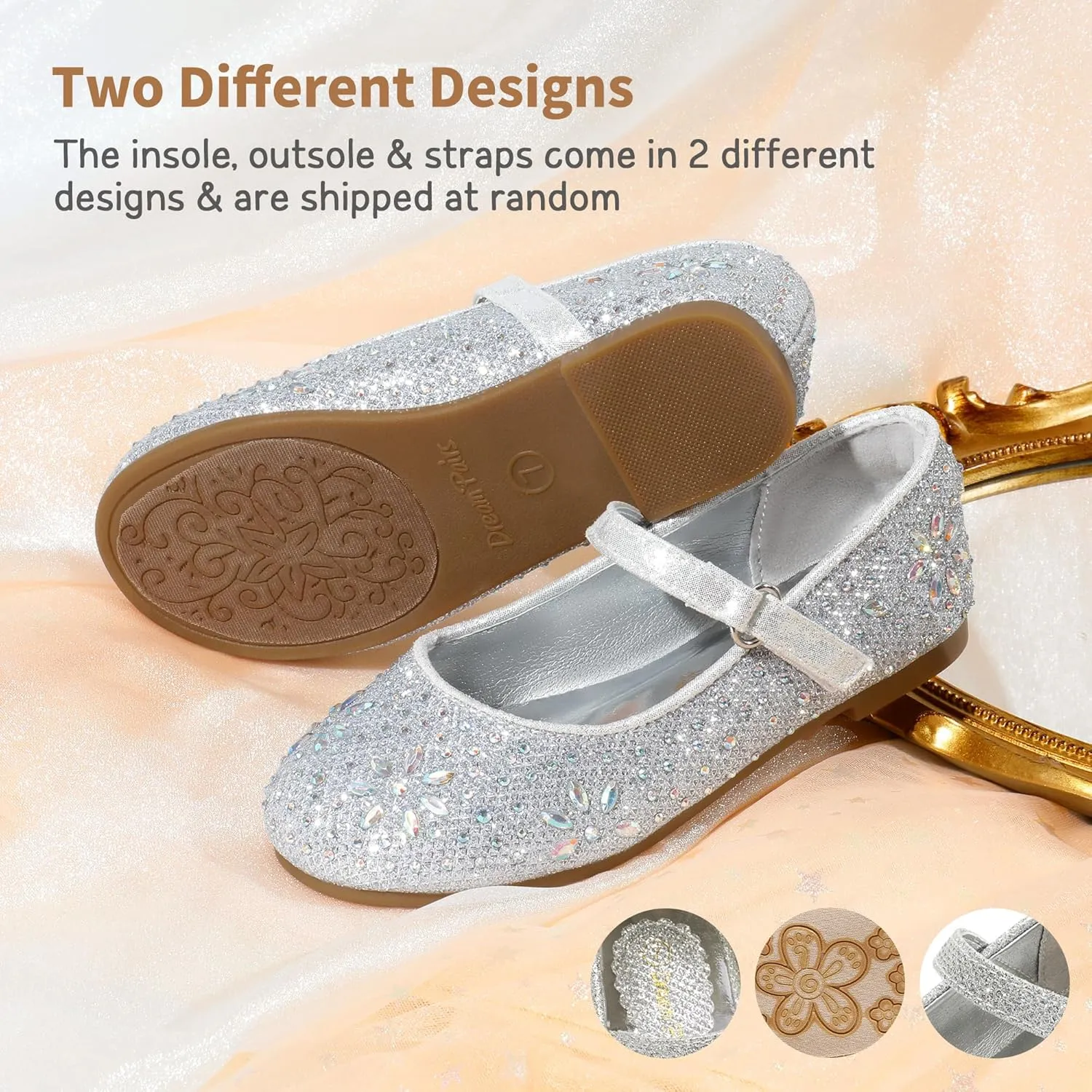 DREAM PAIRS Toddler Girl's Dress Shoes Mary Jane Rhinestone Ballerina Flat for Party, Birthday, Performance, Wedding