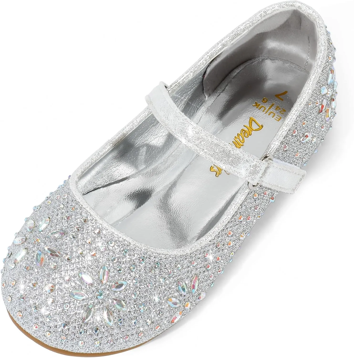 DREAM PAIRS Toddler Girl's Dress Shoes Mary Jane Rhinestone Ballerina Flat for Party, Birthday, Performance, Wedding