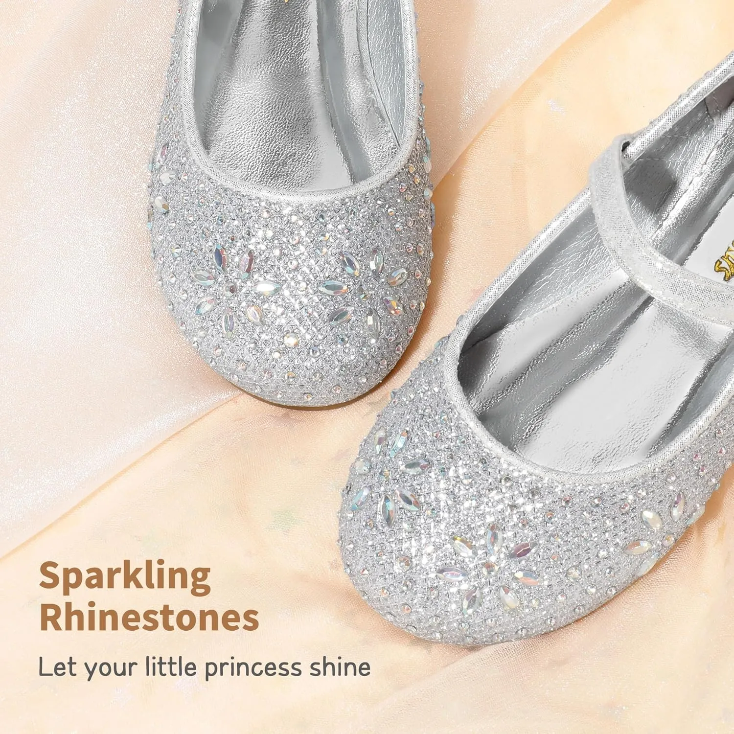 DREAM PAIRS Toddler Girl's Dress Shoes Mary Jane Rhinestone Ballerina Flat for Party, Birthday, Performance, Wedding