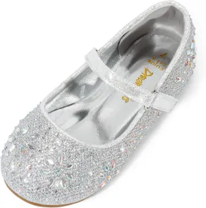 DREAM PAIRS Toddler Girl's Dress Shoes Mary Jane Rhinestone Ballerina Flat for Party, Birthday, Performance, Wedding