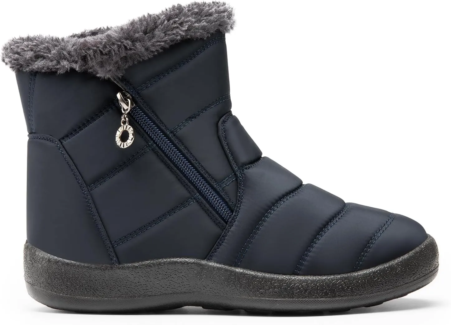 DREAM PAIRS Winter Boots for Women Warm Fur Lined with Zipper Flat Ankle Boots Comfortable Lightweight Outdoor Indoor Booties