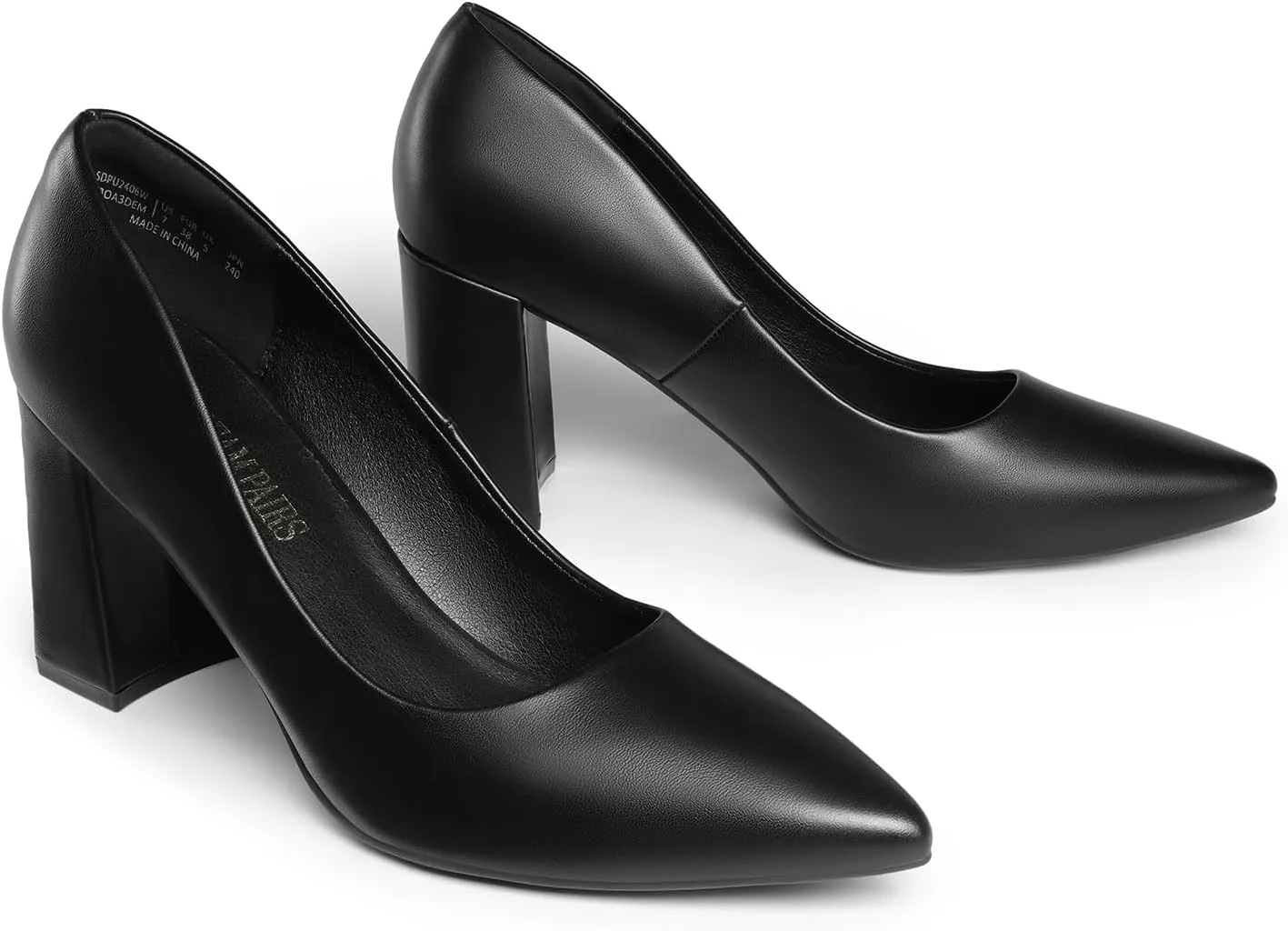 DREAM PAIRS Women's High Chunky Pointed Closed Toe Block Heels Wedding Classic Slip On Dress Pumps Shoes