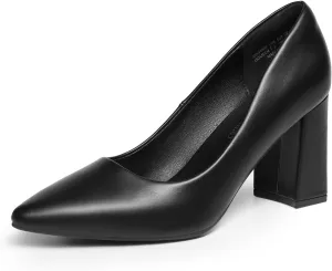 DREAM PAIRS Women's High Chunky Pointed Closed Toe Block Heels Wedding Classic Slip On Dress Pumps Shoes