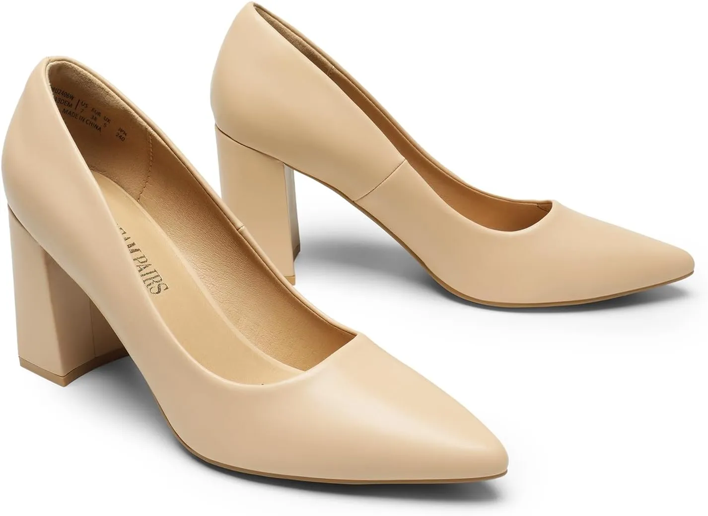 DREAM PAIRS Women's High Chunky Pointed Closed Toe Block Heels Wedding Classic Slip On Dress Pumps Shoes