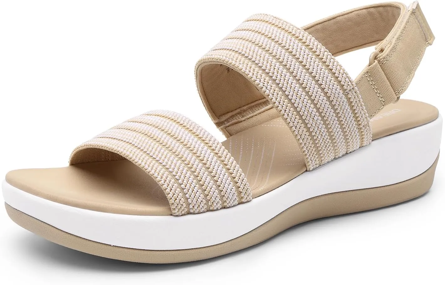 DREAM PAIRS Women's Walking Sandals Lightweight Soft Footbed Low Wedge Comfort Indoor Outdoor Flat Sandals