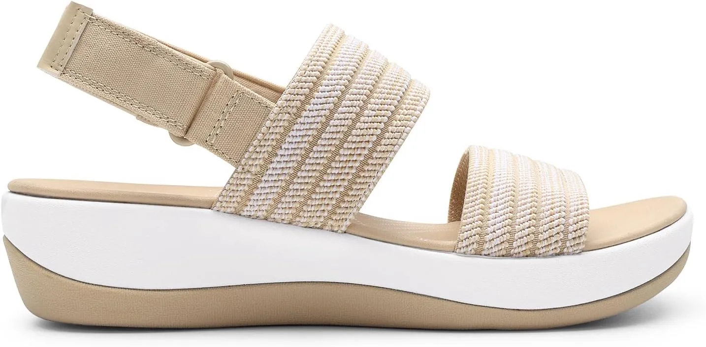 DREAM PAIRS Women's Walking Sandals Lightweight Soft Footbed Low Wedge Comfort Indoor Outdoor Flat Sandals