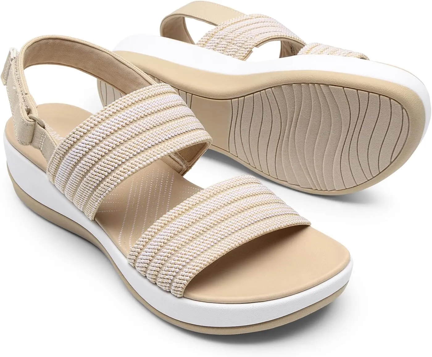 DREAM PAIRS Women's Walking Sandals Lightweight Soft Footbed Low Wedge Comfort Indoor Outdoor Flat Sandals