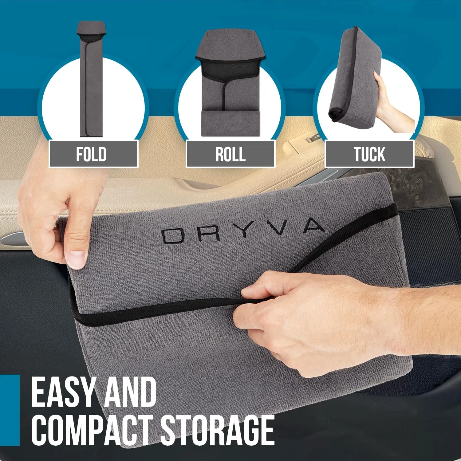 DryvaSeat - Premium Microfiber Towel Car Seat Cover - Waterproof & Sweatproof - Universal Fit, Machine Washable, Non-Slip - Seat Protector for Car, Truck, SUV, Van (Gray, 2 Pack)