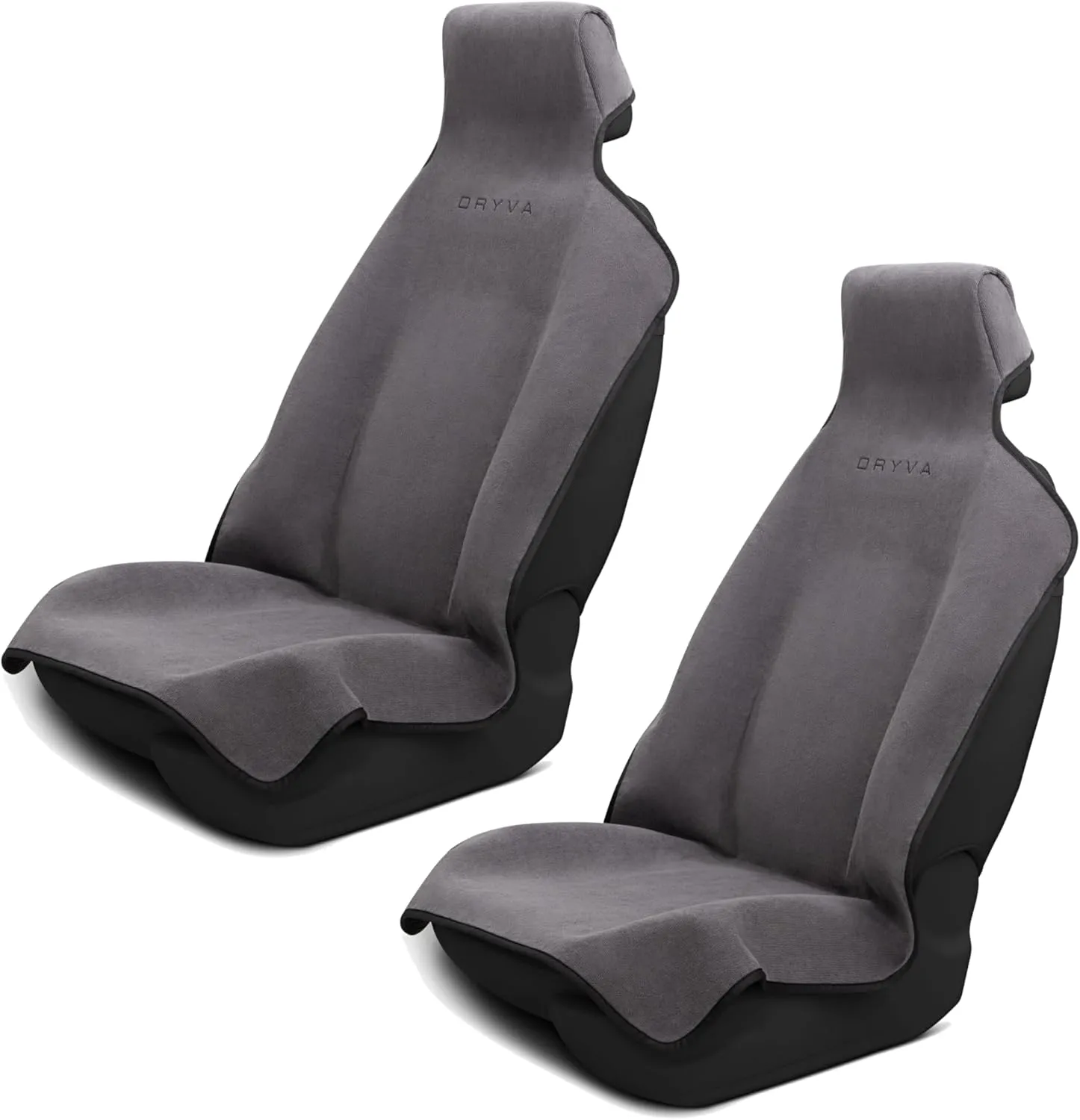 DryvaSeat - Premium Microfiber Towel Car Seat Cover - Waterproof & Sweatproof - Universal Fit, Machine Washable, Non-Slip - Seat Protector for Car, Truck, SUV, Van (Gray, 2 Pack)