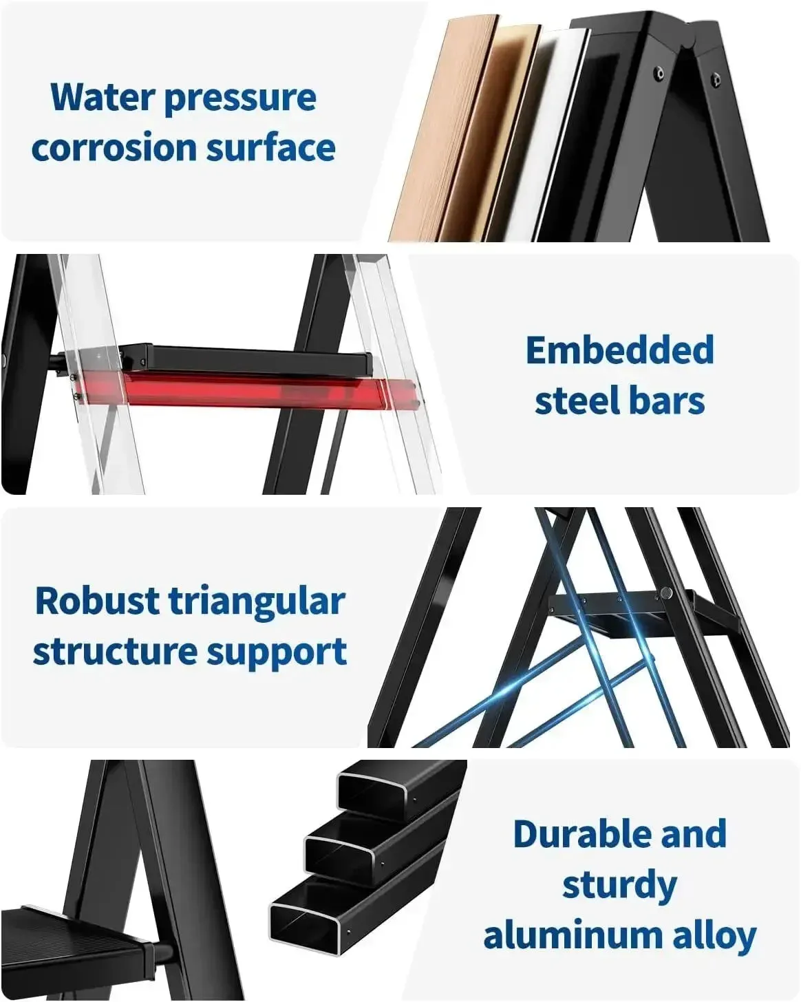 EasyStep Neo-Aluminum Flat-Folding Ladder with Anti-Slip Grip