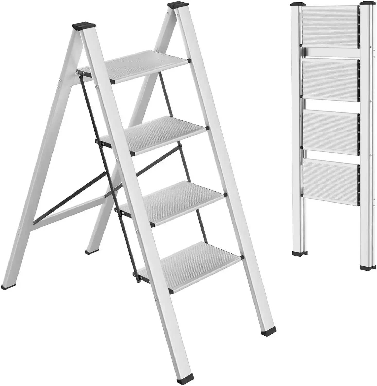 EasyStep Neo-Aluminum Flat-Folding Ladder with Anti-Slip Grip