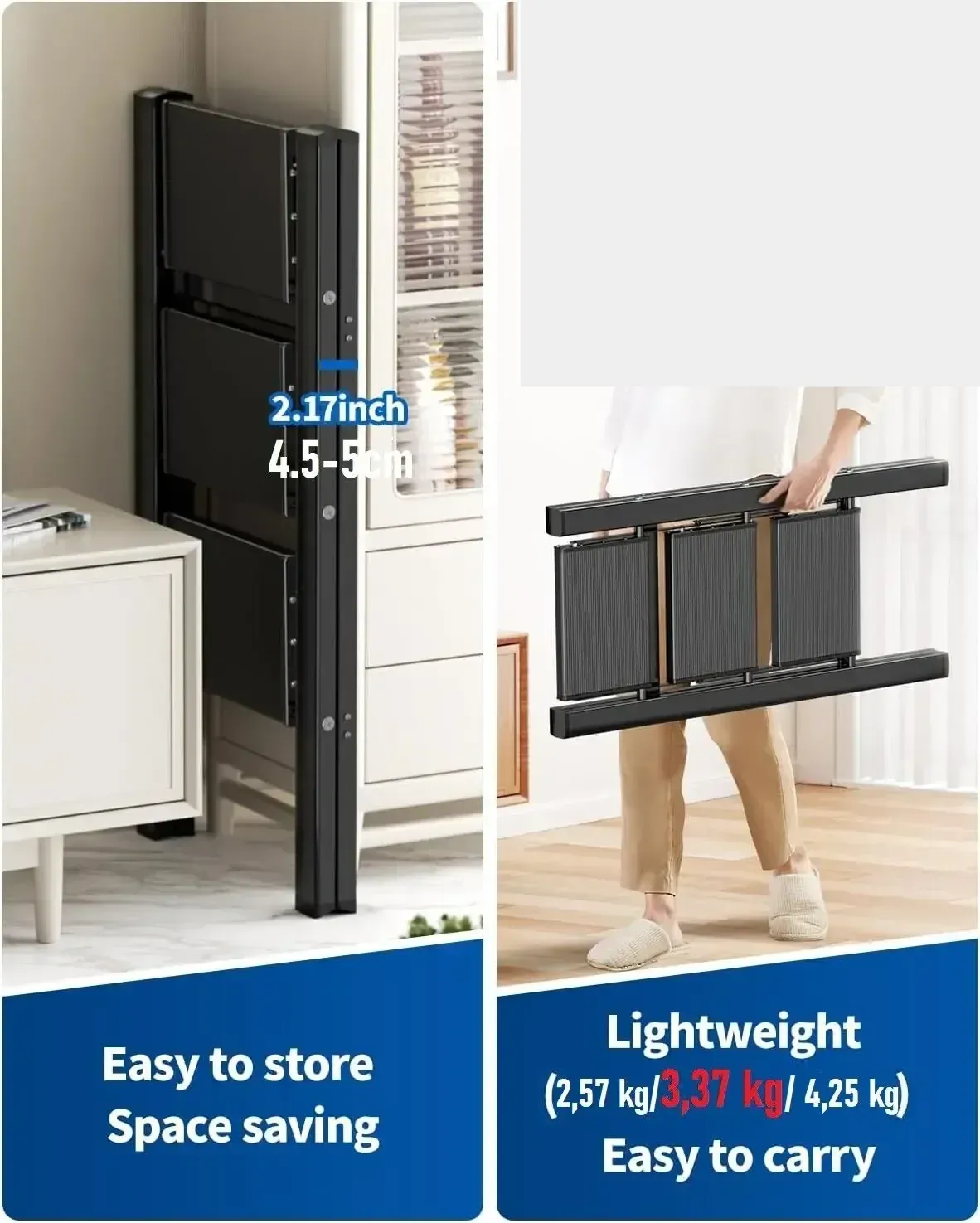 EasyStep Neo-Aluminum Flat-Folding Ladder with Anti-Slip Grip