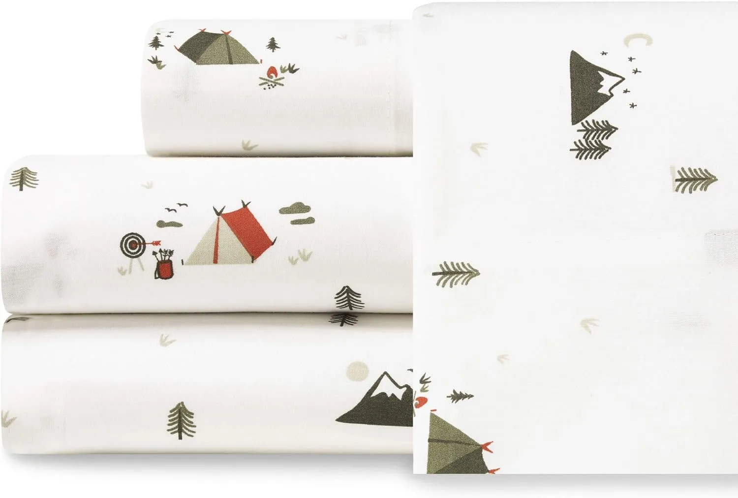 Eddie Bauer - Queen Sheets, Cotton Percale Bedding Set, Crisp & Cool Home Decor (Cascade Camping, Queen)
