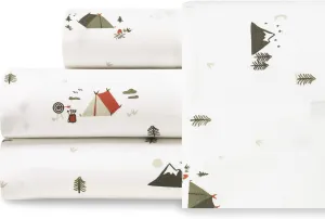 Eddie Bauer - Queen Sheets, Cotton Percale Bedding Set, Crisp & Cool Home Decor (Cascade Camping, Queen)