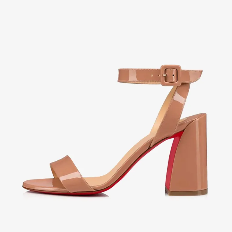 Elegant Nude Patent Leather Sandal