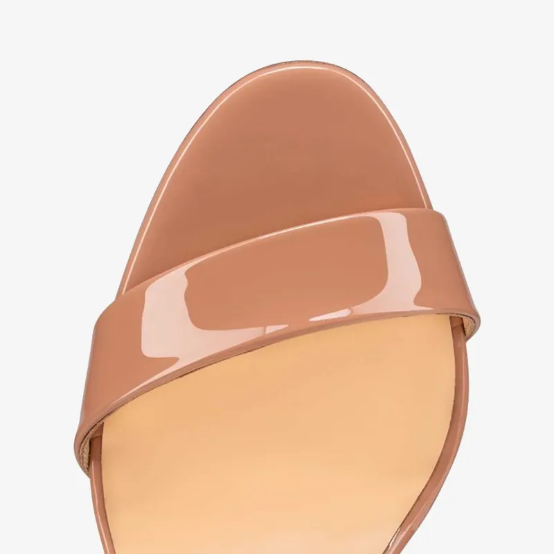 Elegant Nude Patent Leather Sandal