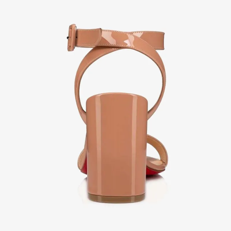 Elegant Nude Patent Leather Sandal