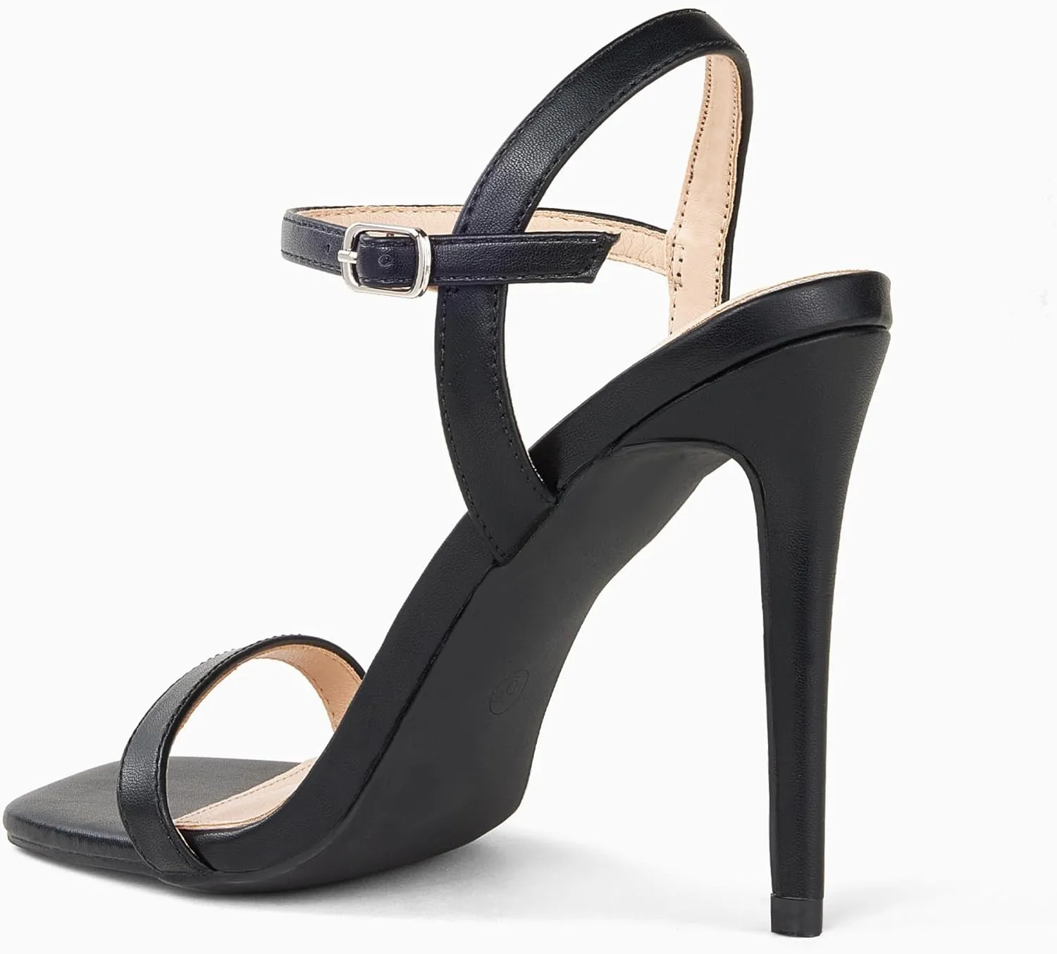 Elisabet Tang Women's High Heeled Sandals 4 Inch Strappy Sling Back Stiletto Open Square Toe Heels with Ankle Straps at Wedding Party Prom Work Dating