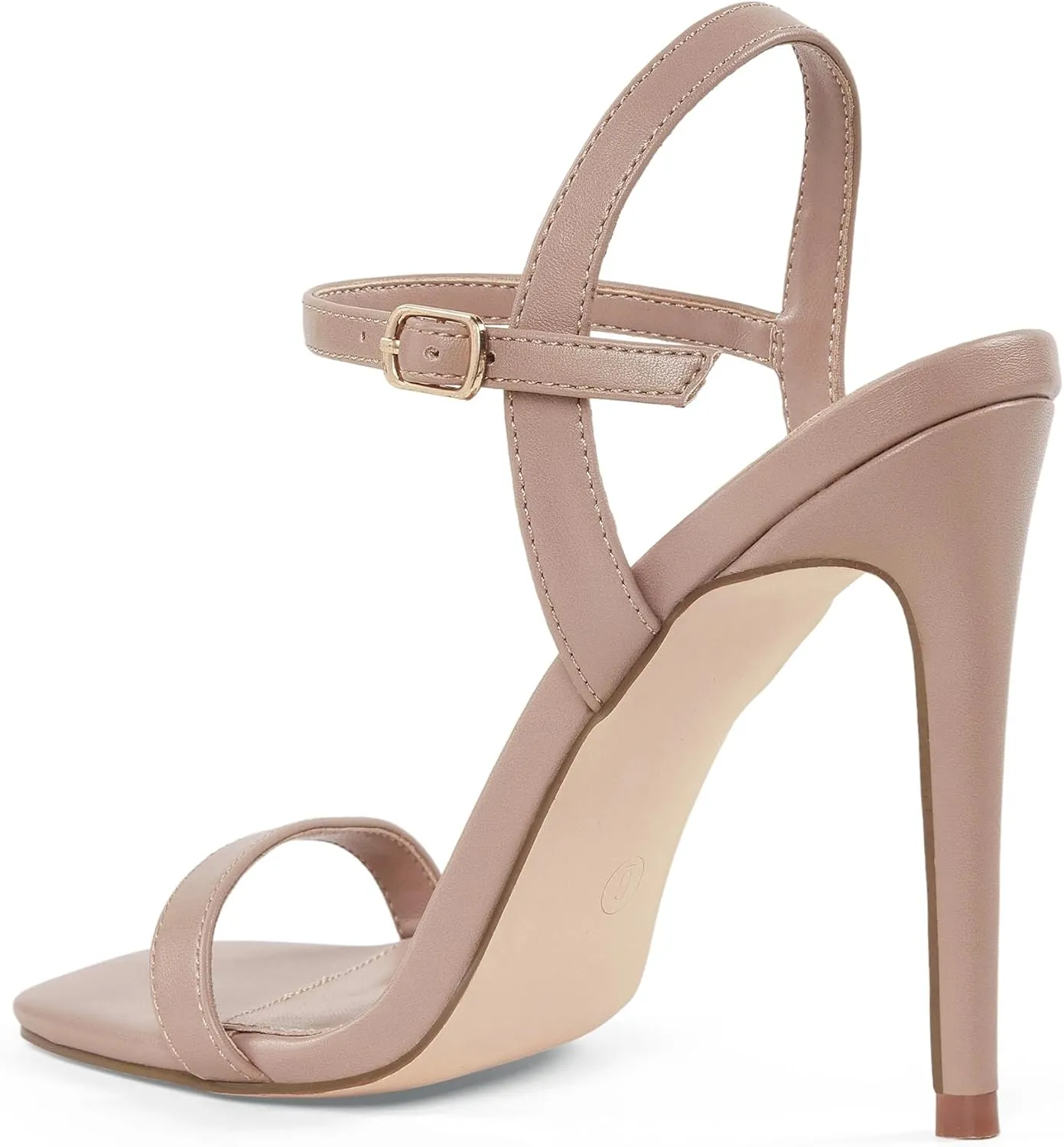 Elisabet Tang Women's High Heeled Sandals 4 Inch Strappy Sling Back Stiletto Open Square Toe Heels with Ankle Straps at Wedding Party Prom Work Dating