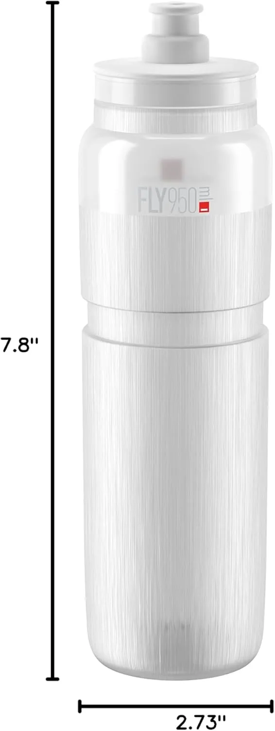Elite Fly Water Bottle - Lightweight and Ergonomic for Cyclists, 950ml, Clear