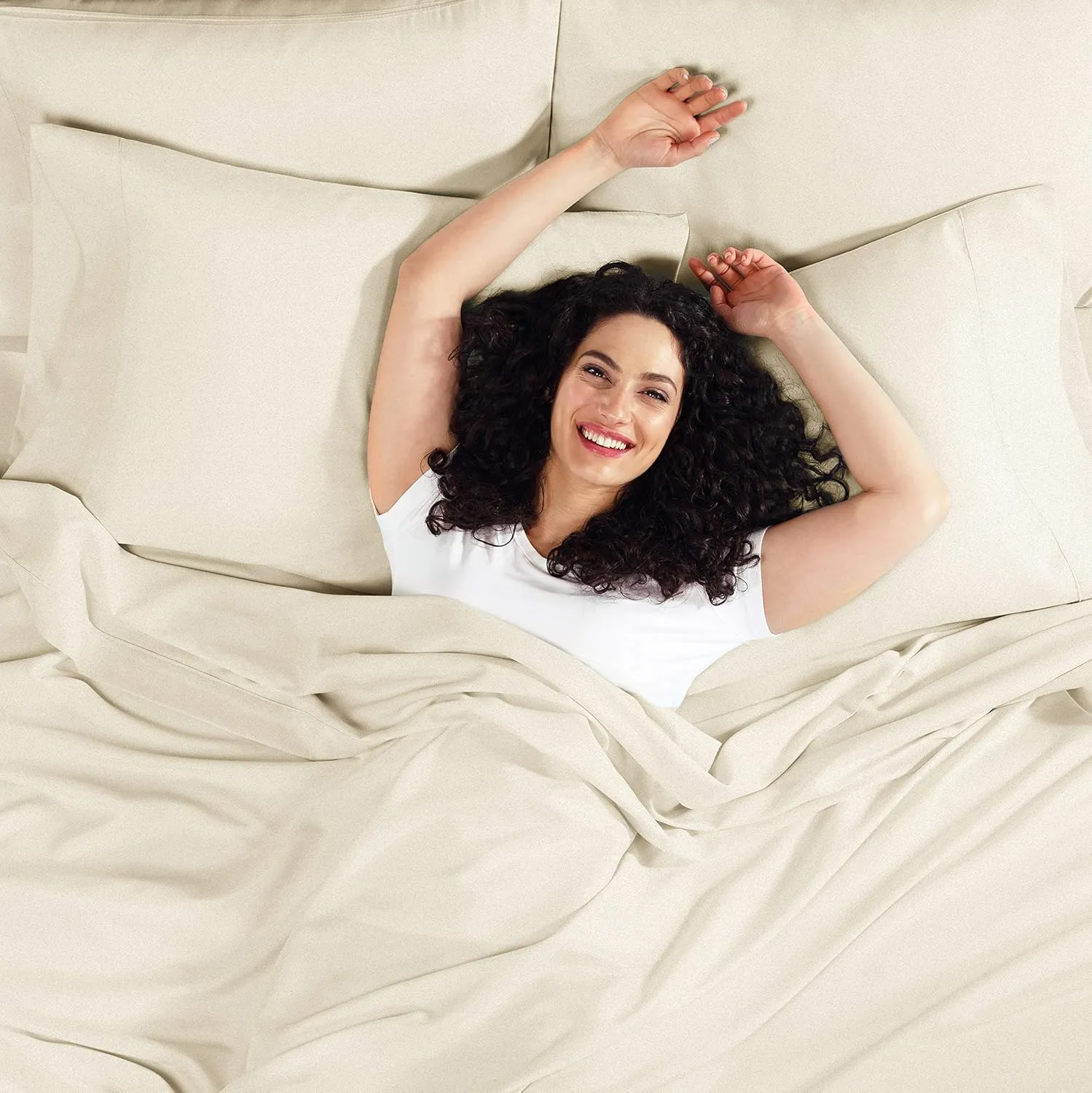 Empyrean Full Fitted Sheet - Deep Pocket, Fits 14-16 Inch Mattress, Ultra Soft Microfiber, Wrinkle-Resistant, Shrinkproof & Fade Resistant, Hotel-Quality Sheet for Full Size Beds, Beige Cream