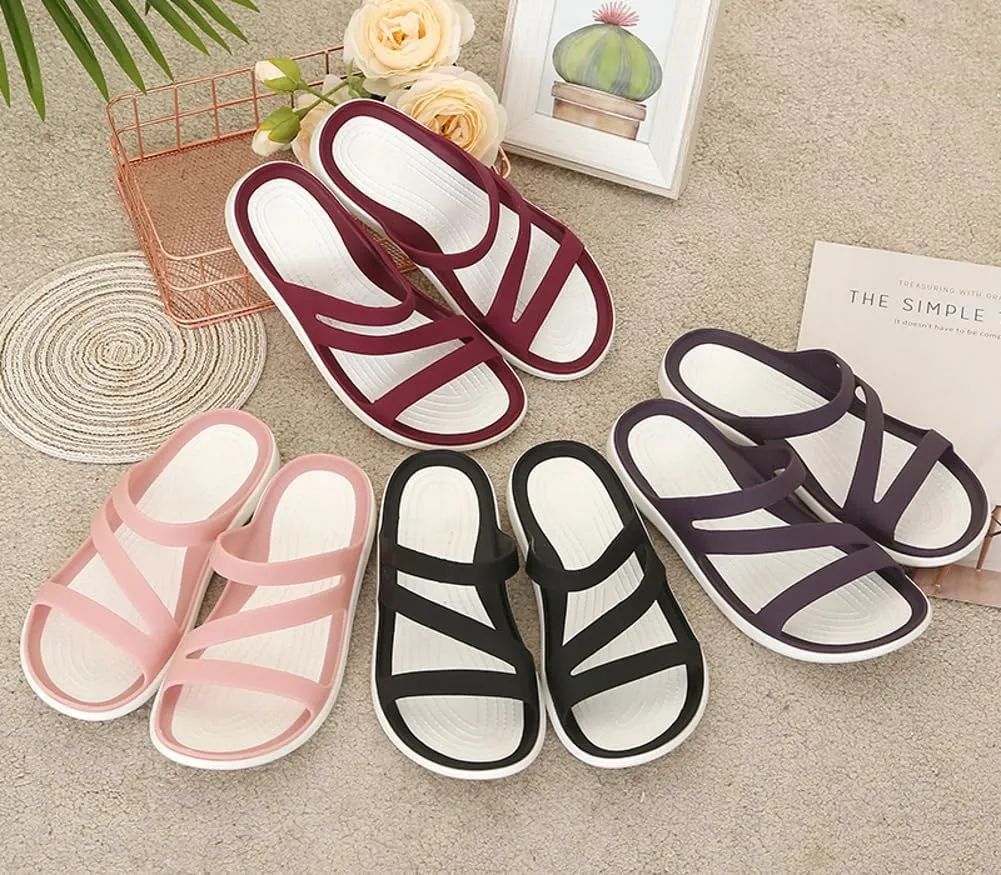 Epsion Women's Summer Flat Sandals Lightweight Sporty Slippers Casual Beach Slides Slip on Outdoor