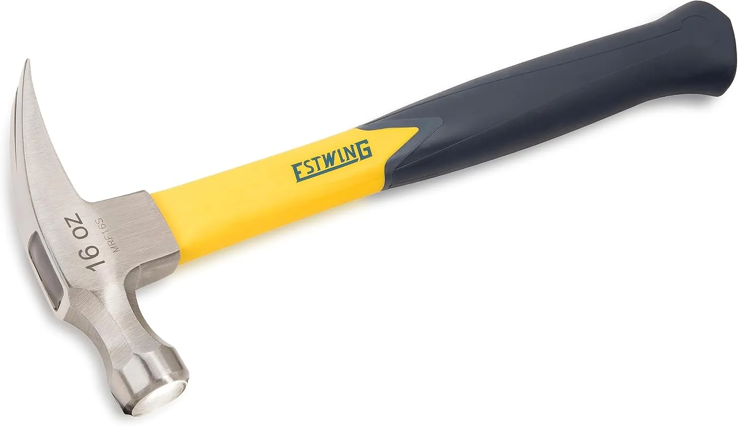 Estwing Sure Strike Hammer - 16 oz Straight Rip Claw with Fiberglass Handle & No-Slip Cushion Grip - MRF16S