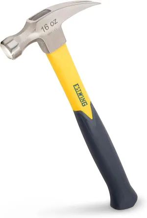 Estwing Sure Strike Hammer - 16 oz Straight Rip Claw with Fiberglass Handle & No-Slip Cushion Grip - MRF16S