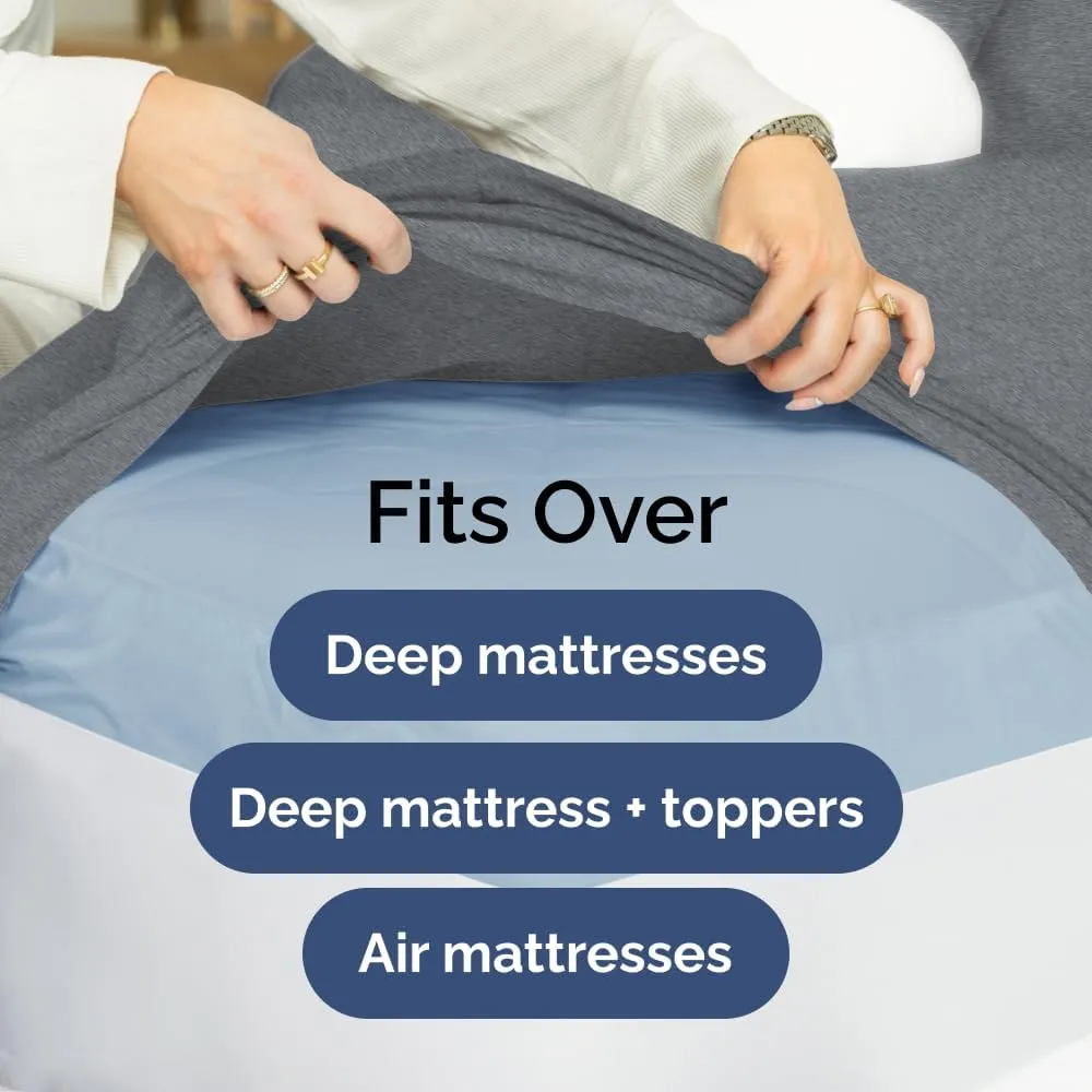 Extra Deep King Sheet Set - 6 Piece Breathable & Cooling Sheets - Hotel Luxury Bedding Set w/18-24 Inch Extra Deep Pockets - Easy Fit - Super Soft, Wrinkle Free and Comfy - Heathered Grey, King Size