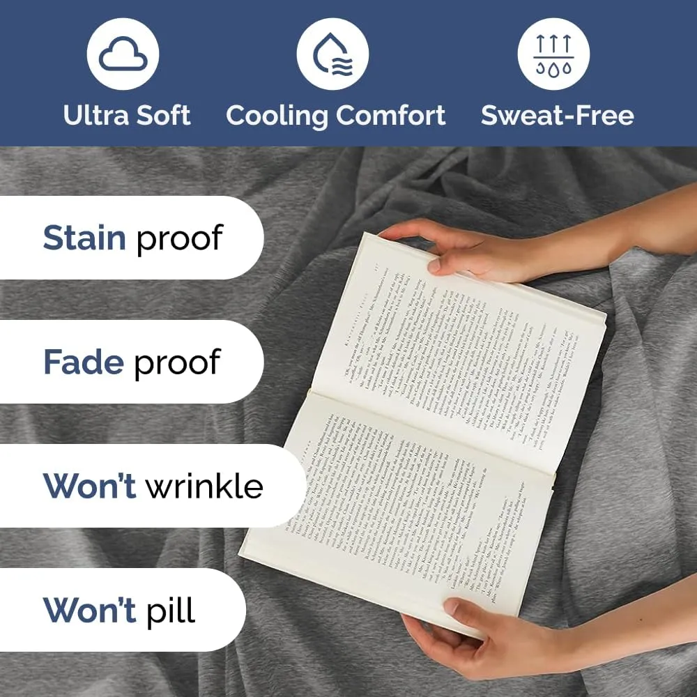 Extra Deep King Sheet Set - 6 Piece Breathable & Cooling Sheets - Hotel Luxury Bedding Set w/18-24 Inch Extra Deep Pockets - Easy Fit - Super Soft, Wrinkle Free and Comfy - Heathered Grey, King Size