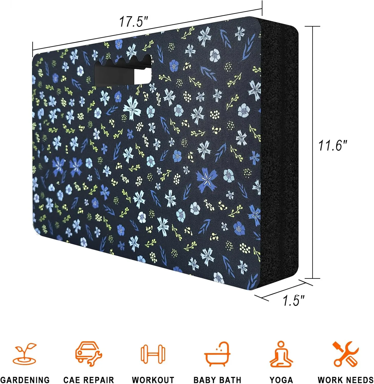 Extra Thick Kneeling Pad — Heavy Duty, Extra Large Foam Kneeler Mat for Gardening,Bathing Baby, Workout Supplies,Water & Dirt Resistant, Lightweight, DK Blue