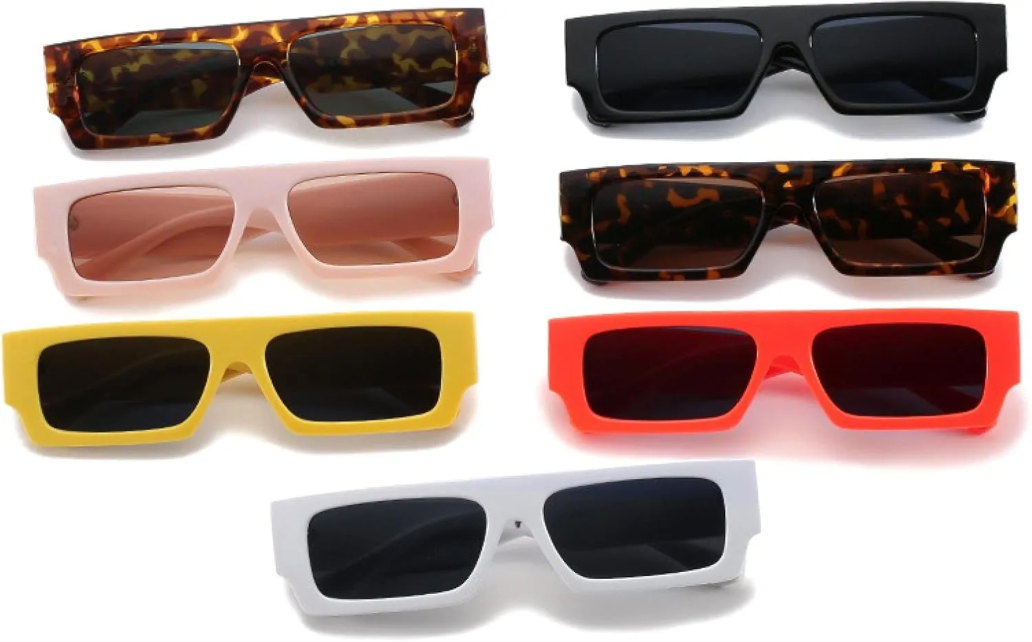 Fashion Rectangle Women Sunglasses Vintage Leopard Dark Green Eyewear Men Flat Top Sun Glasses Shades Uv400