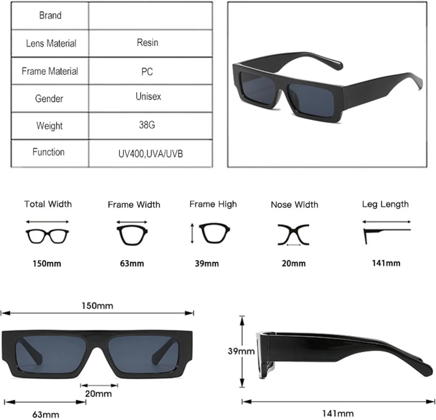 Fashion Rectangle Women Sunglasses Vintage Leopard Dark Green Eyewear Men Flat Top Sun Glasses Shades Uv400