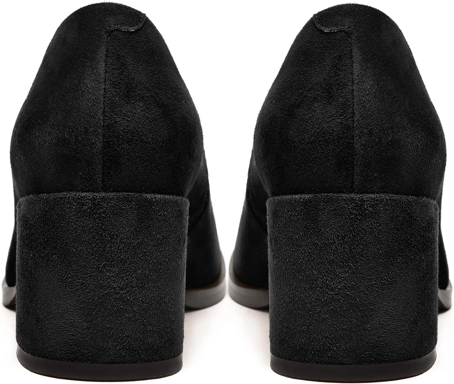 FEMSTEP Womens Suede Leather Dating Square Toe Slip On Cute Chunky Low Heel Pumps Shoes 2.2 Inch