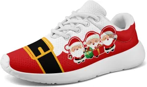 Festive Christmas Santa Sneakers for Men & Women Comfortable Shoes Red White Lightweight Breathable Walking Sneaker