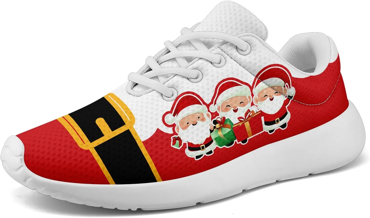 Festive Christmas Santa Sneakers for Men & Women Comfortable Shoes Red White Lightweight Breathable Walking Sneaker