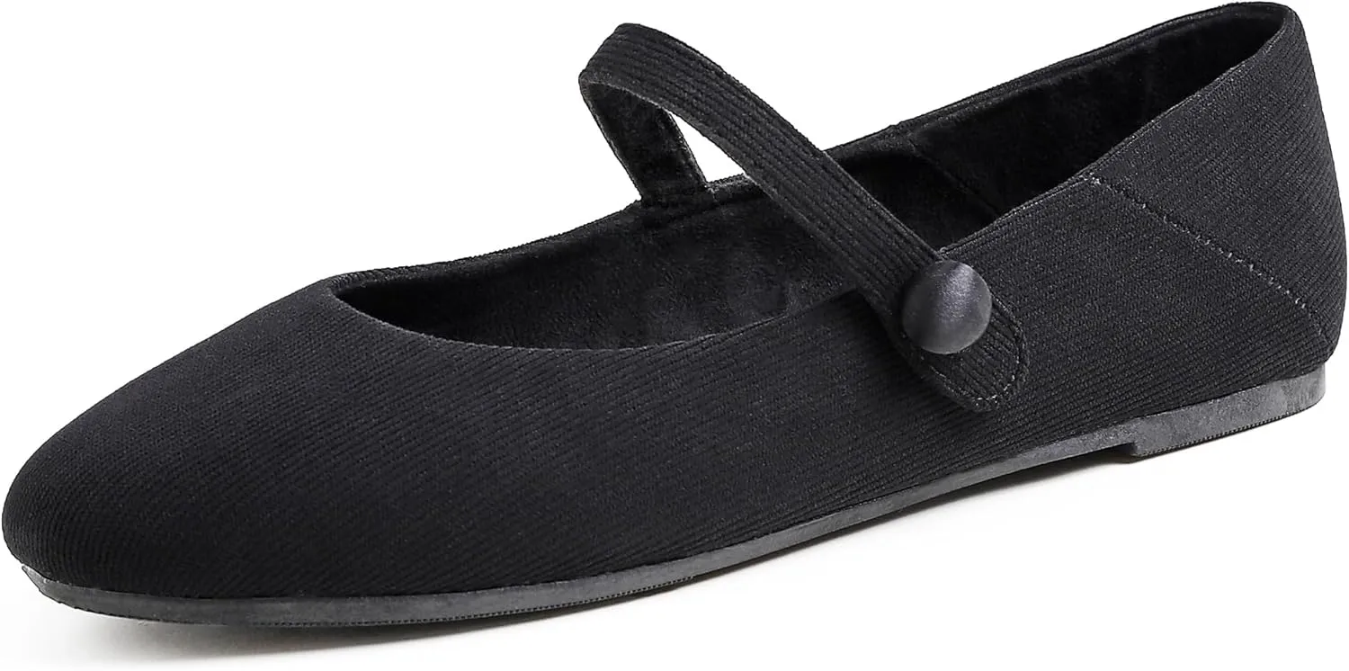 FEVERSOLE Women's Mary Jane Fashion Round Toe Easy Buckle Slip On Flats