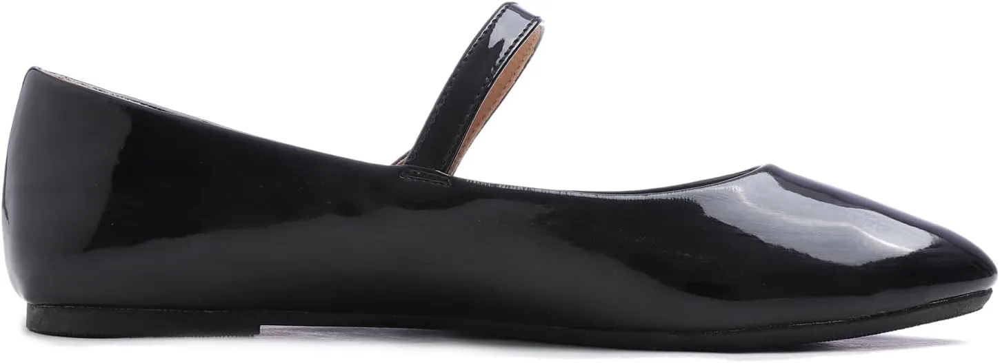 FEVERSOLE Women's Mary Jane Fashion Round Toe Easy Buckle Slip On Flats