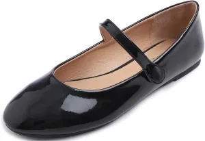 FEVERSOLE Women's Mary Jane Fashion Round Toe Easy Buckle Slip On Flats