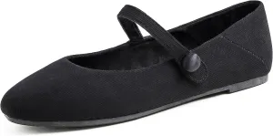 FEVERSOLE Women's Mary Jane Fashion Round Toe Easy Buckle Slip On Flats