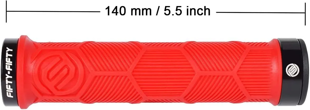 FIFTY-FIFTY Double Lock-On Mountain Bike Grips, Bicycle Handlebar Locking Grips, Non-Slip MTB Handle